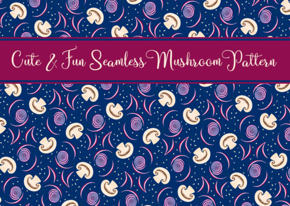 Download Navy Blue Mushroom Vegan Food Pattern - Premium Resources